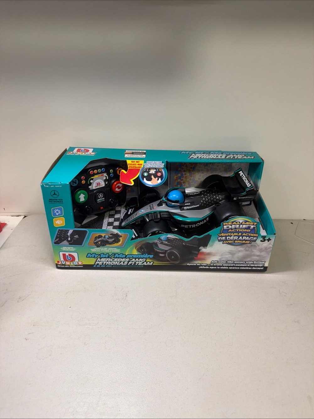 Remote Control Racing Car with Steering Wheel Controller - Black & Blue